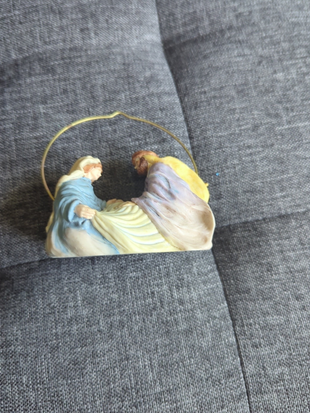1996 Hallmark Ornament Nativity Holy Family Figurine - Blue and Yellow